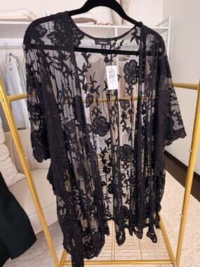 Torrid Sheer and Lace Short Sleeve Cover Up